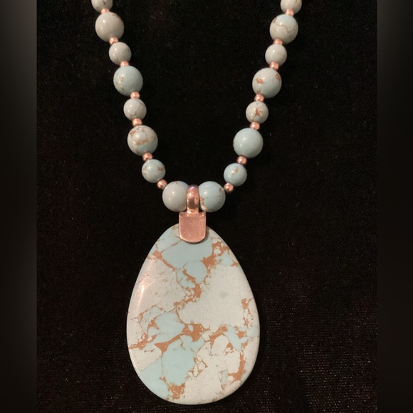 Vintage stamped CH GSJ 925 sterling & Turquoise Necklace 20” inch - Picture 3 of 4